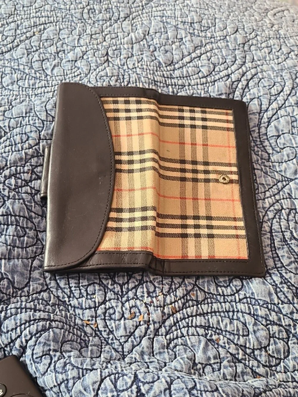 Burberry Beige Plaid Card Holder with Black Trim